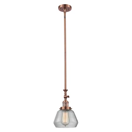 Fulton Vintage Dimmable Led 7 Antique Copper Mini Pendant, Clear Glass